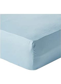 اشتري Cotton Home Super Soft Bed  Fitted 190x90Cm/75x36Inch, Single Size High Quality Polyester Mattress Cover Extra Soft Easy Fit Highly Breathable Bedding & Linen Cover Metallic Blue في الامارات