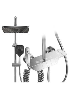 اشتري Shower System Thermostatic, 4-Function Piano Key Wall-Mounted Shower Set, with 12" Shower Head, 3 Function Hand Shower, Bath Mixers and Bidet Sprayers Brass Body（Gun Gray） في الامارات