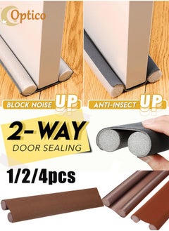 اشتري Door Draft Stopper, 96 cm Length Under Door Seal, Door Sweep for Exterior & Interior Doors, Door Bottom Draft Blocker Dust and Noise Insulation  Twin Door Draft Stopper Adjustable Door Foam Seal Strip Breeze Blocker, Noise Sound Light Smell Blocker for Doors في السعودية