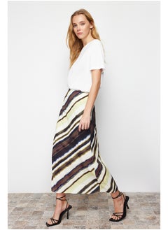 Buy Multicolored Satin Patterned A-line Midi Woven Skirt TWOSS24ET00072 in Egypt