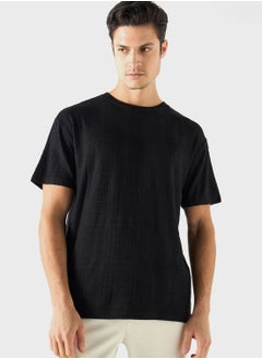 Buy Textured Crew Neck T-Shirt in UAE