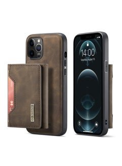 Buy Wallet Case for Apple iPhone 12 Pro Max, DG.MING Premium Leather Phone Case Back Cover Magnetic Detachable with Trifold Wallet Card Holder Pocket (Coffee) in UAE