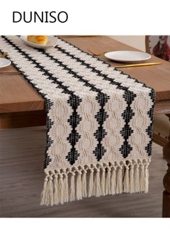 Buy Farmhouse Table Runner Linen Handmade Rustic Table Runner With Tassels For Holiday Party Dining Room Kitchen 33*180cm in Saudi Arabia