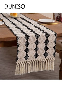 Buy Farmhouse Table Runner Linen Handmade Rustic Table Runner With Tassels For Holiday Party Dining Room Kitchen 33*180cm in Saudi Arabia