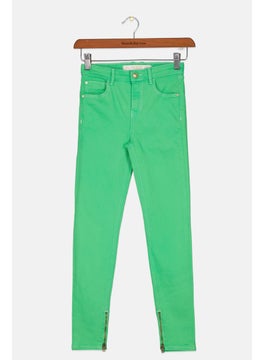 اشتري Kids Girl Skinny Fit Stretchable Plain Jeans, Green في الامارات