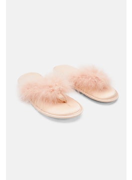 Buy Women Marabou Thong Slip On Slippers, Pink in UAE