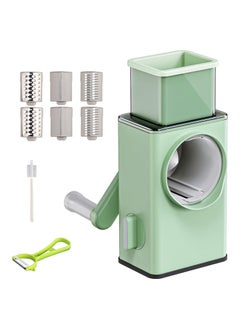 Buy Vegetable Shredder Round Mandoline Slicer, Grater, Salad Maker - Large Feed Port - Suction Base - Vegetable, Fruit, Cookie, OREO, Nuts (Green) in UAE