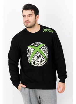 اشتري Men Crew Neck Printed Long Sleeve Fleece Sweatshirts, Black في الامارات