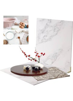 اشتري 2 Marble 24x24in Photography Backdrop Boards with 2 PCS Bracket for Flat Lay or Food Photography Background Marble and White Backdrop Photo Table Backdrop في الامارات