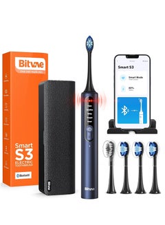Buy Bitvae Smart S3 Sonic Electric Toothbrush for Adults, 180-Day Battery Life Rechargeable Electric Power Toothbrush with Pressure Sensor, Electric Toothbrush with 4 Brush Heads, Travel Case, Dark Blue in Saudi Arabia