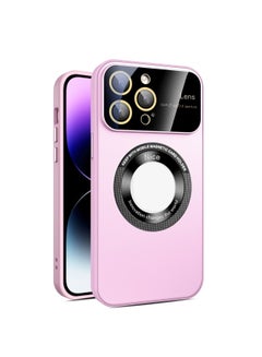 Buy Large Glass Window Magnetic Magsafe Phone Case with Lens Film For Iphone 12 Pro Max (Pink) in Egypt