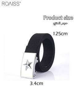 Buy Men's Outdoor Alloy Nylon Belt Tooling Tactical Fire Belt Alloy Pentagram Buckle Leisure Belt in Saudi Arabia