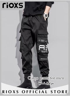 اشتري Men's Cargo Pants Fashion Trousers Casual Workout Jogging Drawstring Pants With Multiple Pockets في السعودية