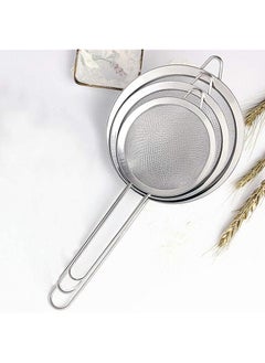 Buy Metal Stainless Steel Fine Mesh Strainer Kitchen Mesh Sive Cooking Flour For Baking Rust Free Seive Dishwasher Safe Siv Colander Pack Of 3 in Saudi Arabia