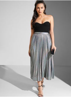 Buy Shimmer Pleated Skirt in UAE