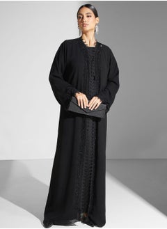 Buy Embellished Lace Detail Abaya in Saudi Arabia