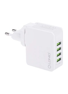 Buy Ldnio A4403 High Quality EU Plug Fast Charger 4 USB Port 4.4A 30 Watt - White in Egypt