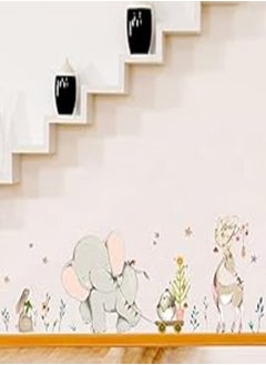 اشتري Happy Elephant Wall Sticker Decoration Living Room Background Wall Cartoon Animal Nursery Sticker في مصر