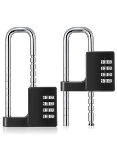 اشتري Combination Padlock, 4-Digits Adjustable Long Shackle Lock for School, Gym, Toolbox, Closet, Wardrobe, Gate, Bicycle, Cabinet, Door Handles (2 Pack, Black) في الامارات