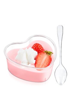 Buy Heart Shaped Dessert Cups with Lids and Spoons, 5 oz Mini Dessert Shooter Cups Cute Plastic Parfait Cups for Valentine's Day Party Wedding Serving Cheesecake Mousse Pudding (50 Pack) in Saudi Arabia