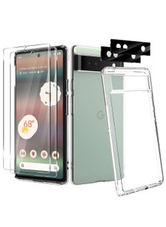 Buy Phone Case for Google Pixel 6A 5G, 5 in 1 Clear Silicone Case with Screen Protector and Camera Lens Protector for Google Pixel 6A 5G, Drop Protection Cover in Saudi Arabia