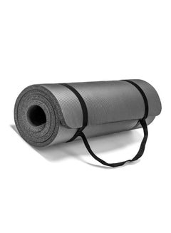 Buy Non-Slip yoga mat Anti-Tear Exercise Mat With Carrying Strap 183x61x1cm Grey in Saudi Arabia