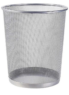 Buy Trash Can Circular Mesh Bin Waste Paper Basket，Trash can Circular Metal Mesh Waste Paper Bin Lightweight (Color : Silver) in UAE