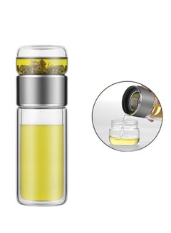 Buy 420ml Tea Infuser Bottle,  Double Layer Stainless Steel Leakage Proof Glass Water Bottle Travel Water Separation Tea Bottle Mug Cup for Office Travel Home,silver in Saudi Arabia