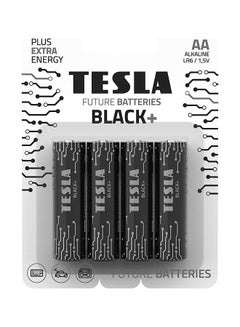 اشتري AA Battery Black+ Alkaline - Plus Extra Energy Batteries Blister Foil LR6/1.5V Pack of 4 في الامارات