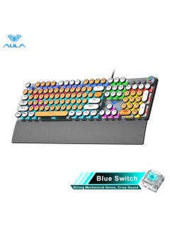 Buy Mechanical Gaming Keyboard NKRO with Wrist Rest RGB Backlit Volume/Lighting Control Knob Fully Programmable 108-Keys Anti-Ghosting Wired Computer Keyboards for Office/Games, Blue Switch in UAE