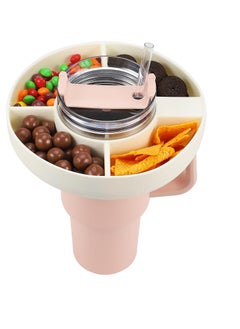 اشتري 40oz Snack Bowl for Stanley Cup, Reusable Snack Ring Compatible, Tumbler with Handle, Cute Water Bottle Accessories with Long Silione, White في السعودية