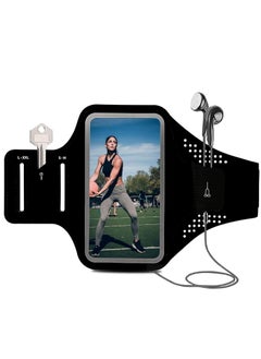 Buy Running Phone Holder Sporting Cell Phone Armband for iPhone 15/14 Pro/ 14 Pro Max All Models up to 6.5" Phone Strap with Key pouch and Headphone slots Running Armband for Jogging Cycling Hiking in UAE