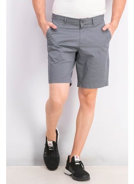 اشتري Men Regular Fit Washed Poplin Shorts, Storm في الامارات