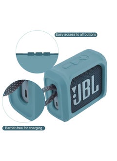 اشتري Silicone Case for JBL Go 3 Portable Speaker with Removable Strap for Bike Golf Cart Travel Carrying Case Protective Sleeve Speaker Cover (Sky Blue) في السعودية