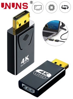 Buy 4K Displayport To HDMI Adapter,Uni-Directional Display Port Dp To HDMI Adapter Male To Female,Gold Plated 4K 30Hz Display For HP HDTV Projector PC Desktop AMD GPU, 2 Pack in UAE