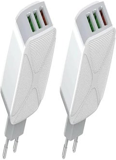 Buy Ldnio Set Of 2 Pieces Of A3310Q Eu Fast Charger 3 Usb Ports With Lightning Cable Perfect For Home And Office - White in Egypt