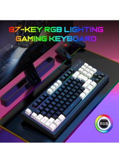 Buy 87 Keys Wired RGB Mixed Light Keyboard Gaming 8 colors Backlit With Mechanical White & Black Button in Saudi Arabia