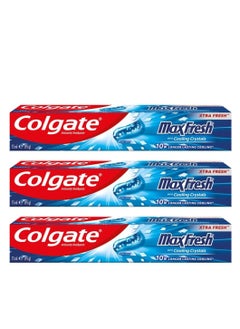 Buy Colgate Pack Of 3 Max Fresh Cool Mint Toothpaste with Cooling Crystals 100ml in Saudi Arabia