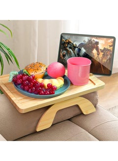 Buy Natural Beech Wood Table Wooden Couch Arm Clip On Tray with Rotating Phone Holder Portable Sofa Arm Table for Wide Couches Space Saving Sofa Armrest Side Tables (Rectangle). in Egypt