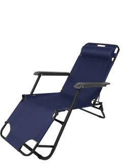اشتري كرسي تخييم قابل للطي بدون جاذبية مع مسند للرأس/ كرسي رحلة/ كرسي الشاطئ كرسي استلقاء للشمس / سرير تخييم - أزرق في الامارات