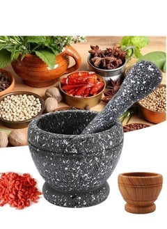 اشتري Manual Stone Desighn Mortar and Pestle Garlic Spice Mixing Grinding Bowl Set(Fibre-Unbreakable) Kitchen Garlic Grinder Tools في الامارات