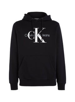 Buy Men's Monogram Hoodie, Cotton, Black in Saudi Arabia