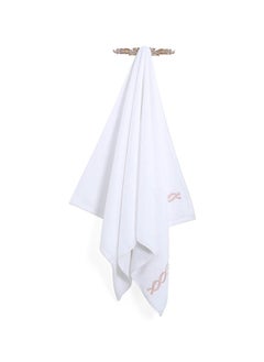 Buy Hotel Chain Embroidery Bath Towel, White & Rose Smoke - 500 GSM, 70x140 cm in UAE