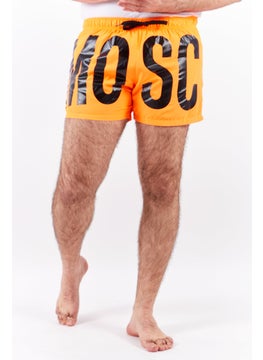 اشتري Men Brand Logo Board Short, Neon Orange/Black في الامارات