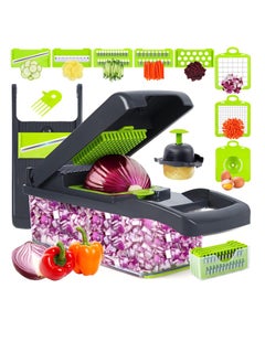 Buy 10 in 1 Professional Long Slicer, Onion Chopper Vegetable Chopper, Multifunctional Slicer, Thin Slicer, Dicer, Adjustable Vegetable Slicer with Container in Egypt