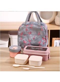 Buy 3 Compartment Bento Lunch Box For Adults And Kids With Lunch Bag Spoon and Fork and Soup Cup in UAE