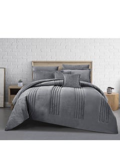 Buy 8-Piece Comforter Set Velvet King Size 240x260 in Saudi Arabia