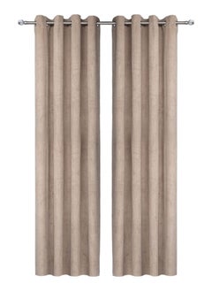 اشتري 2-Piece Corduroy Curtain, Beige – 135x300 cm في الامارات