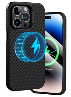 Buy Case For IPhone 15 Pro Max Magnetic Case Aramid Fiber Case Built With Dupont Kevlar, Ultra Touch Feel, Military Grade Drop Protection Carbon Fiber Look Black in Saudi Arabia