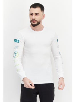 اشتري Men Sportswear Fit Long Sleeves Running Sweatshirt, White/Green في السعودية